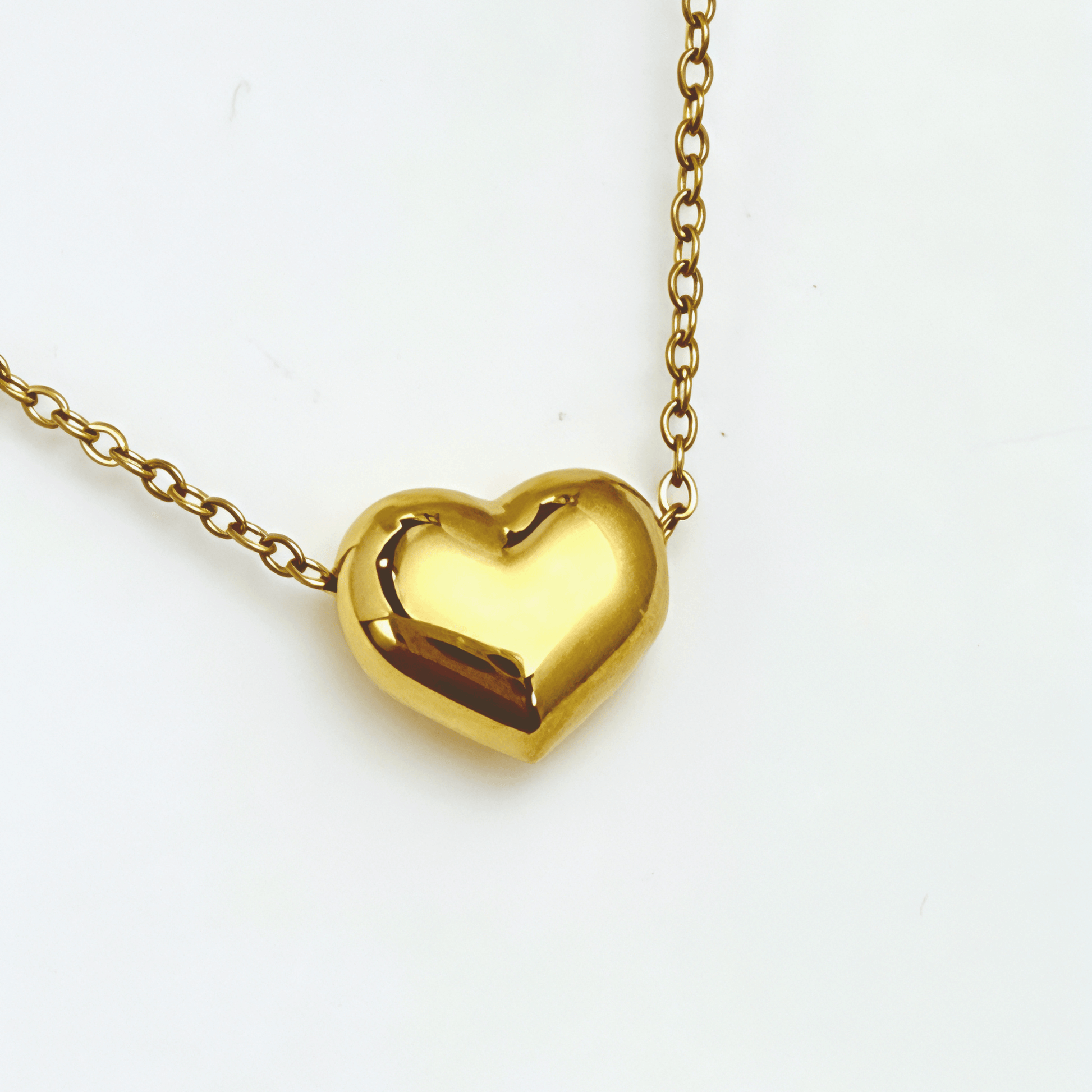 Gold Petite Puffy Heart Necklace – MXW Jewellery
