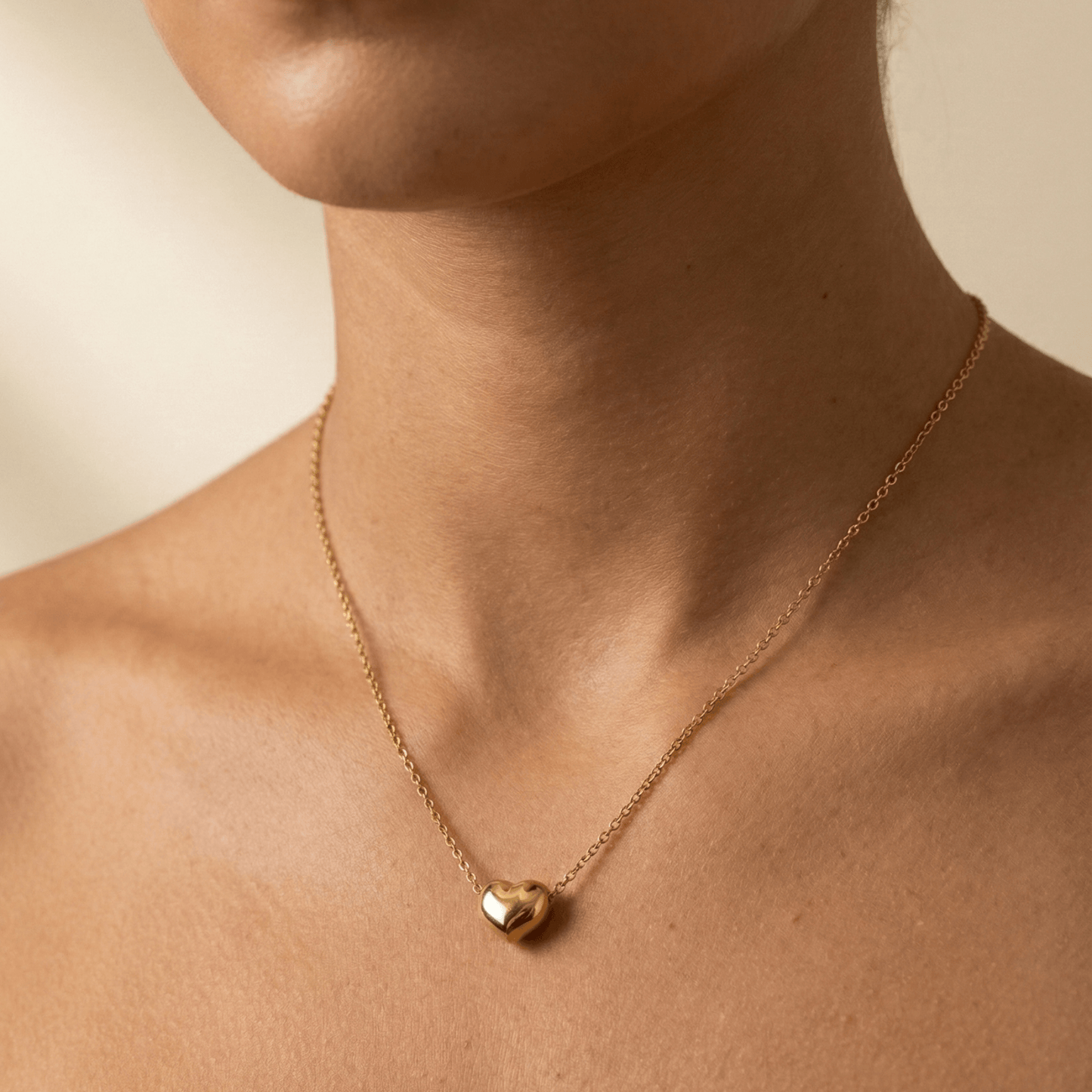 Gold Petite Puffy Heart Necklace – MXW Jewellery