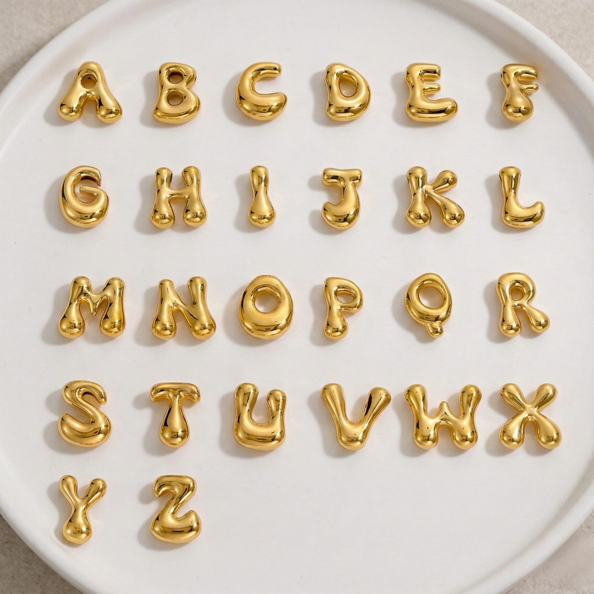 Gold Puffy Initial Pearl Necklace – MXW Jewellery