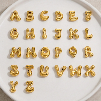 Gold Puffy Initial Pearl Necklace – MXW Jewellery