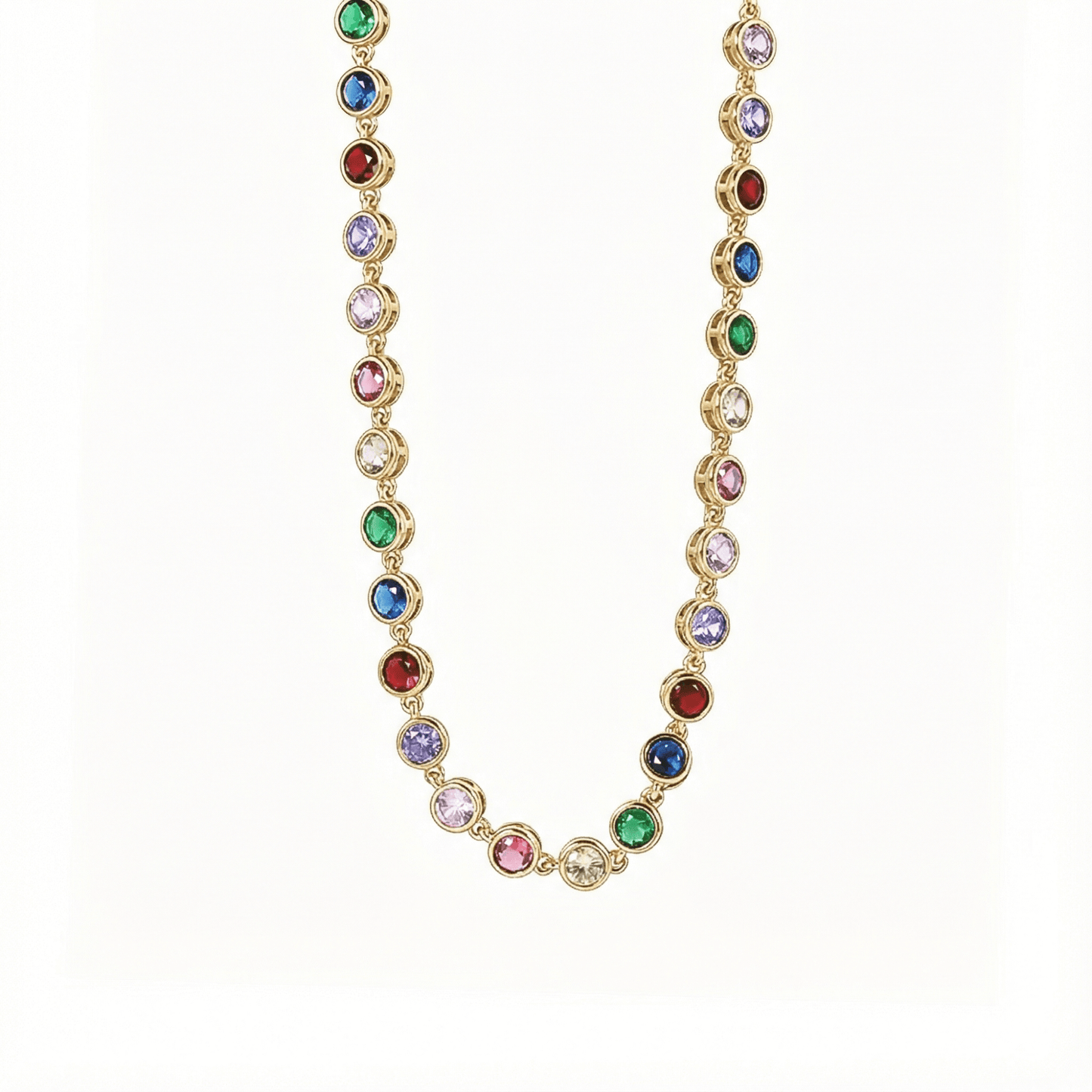 Gold Rainbow Crystal Tennis Necklace – MXW Jewellery
