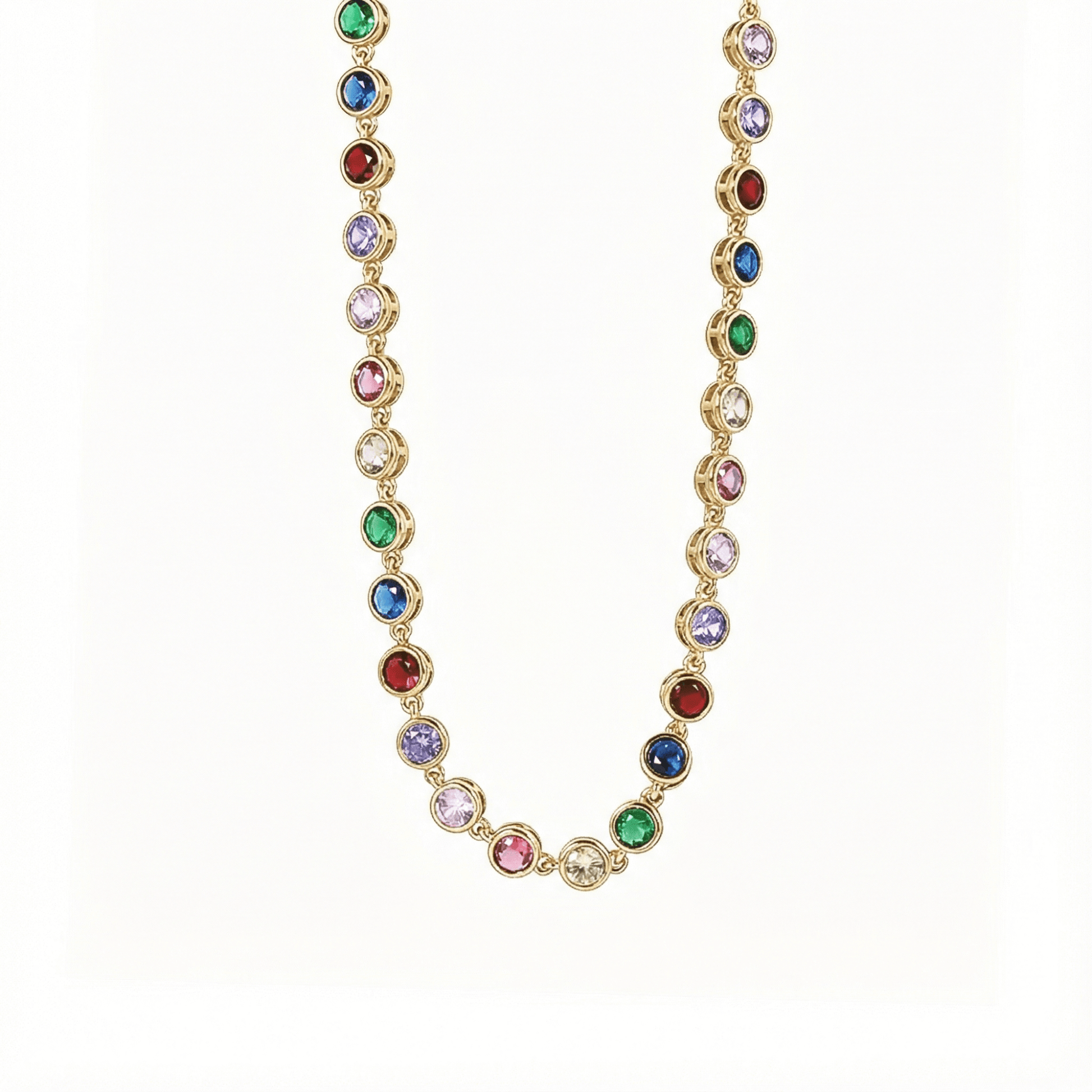 Gold Rainbow Crystal Tennis Necklace – MXW Jewellery