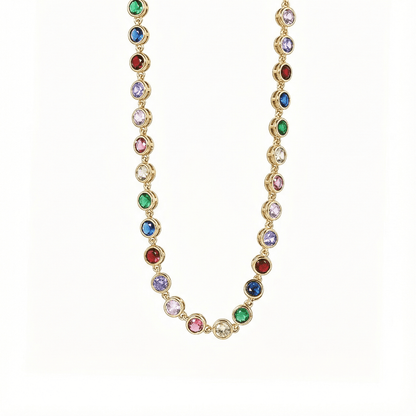Gold Rainbow Crystal Tennis Necklace – MXW Jewellery