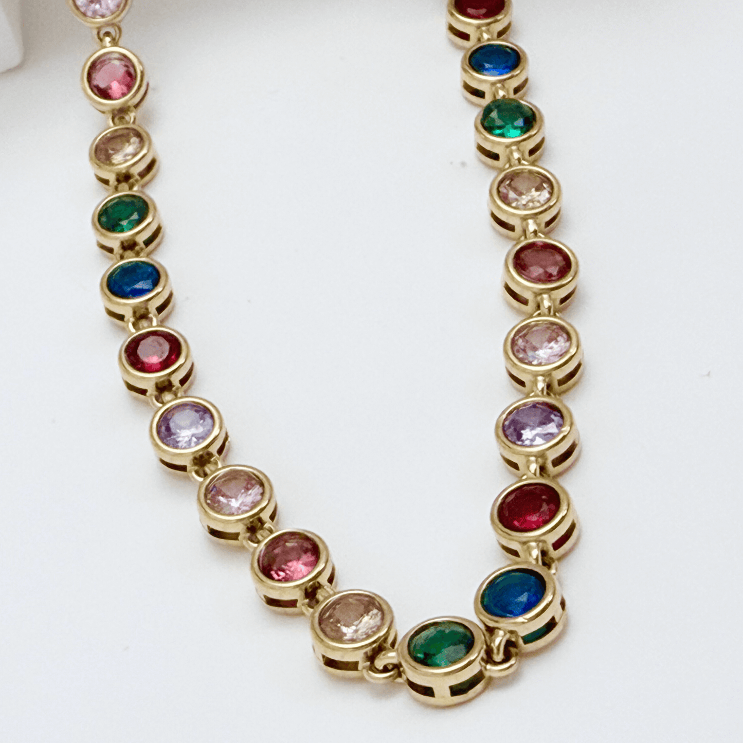 Gold Rainbow Crystal Tennis Necklace – MXW Jewellery