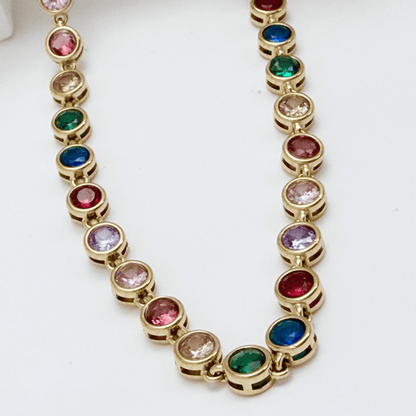 Gold Rainbow Crystal Tennis Necklace – MXW Jewellery