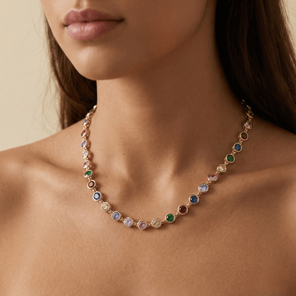 Gold Rainbow Crystal Tennis Necklace – MXW Jewellery