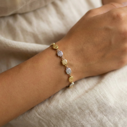 Gold & Silver Textured Square Link Chain Bracelet – MXW Jewellery