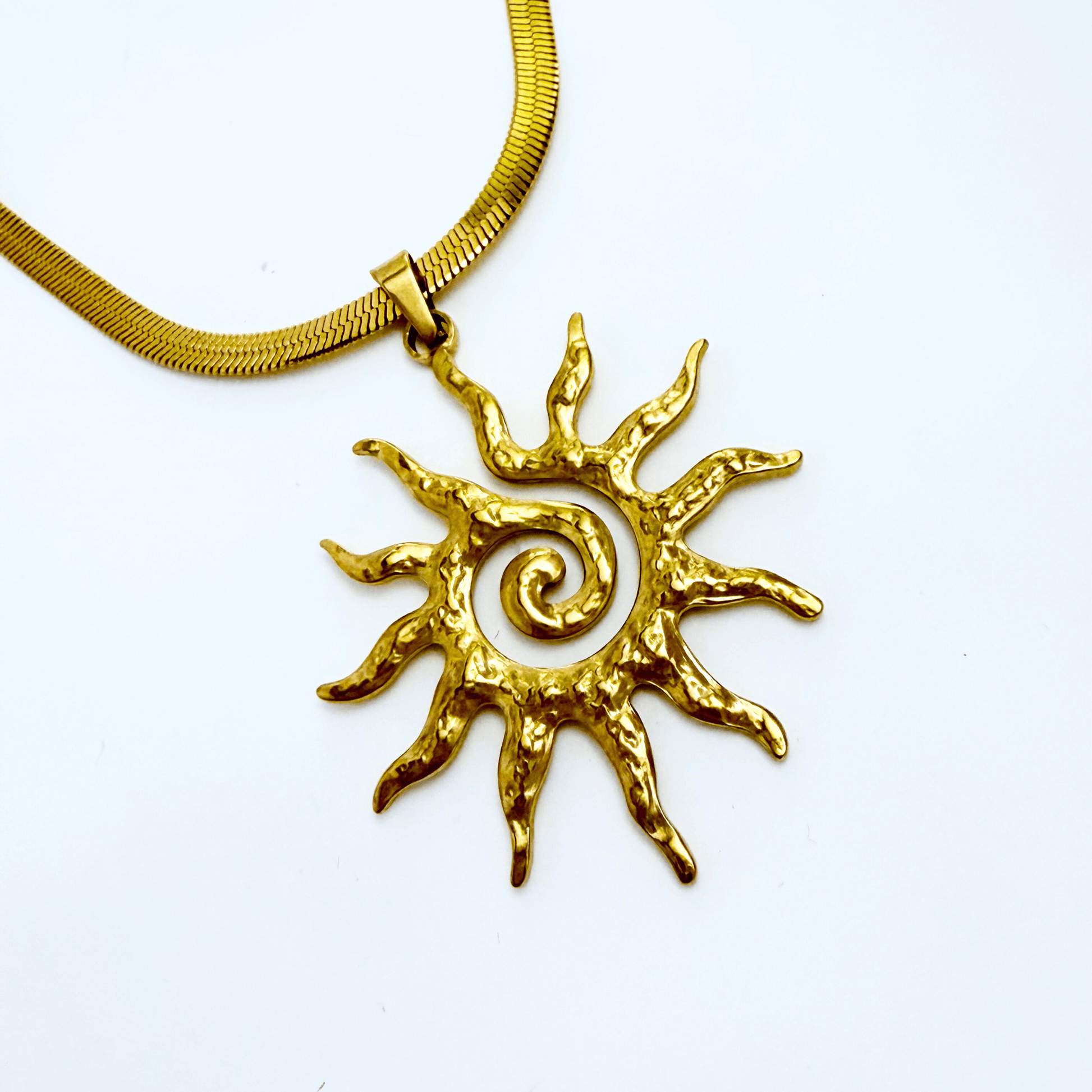 Gold Spiral Sun Necklace – MXW Jewellery