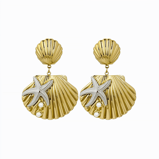 Gold Star Shell Drop Earrings – MXW Jewellery