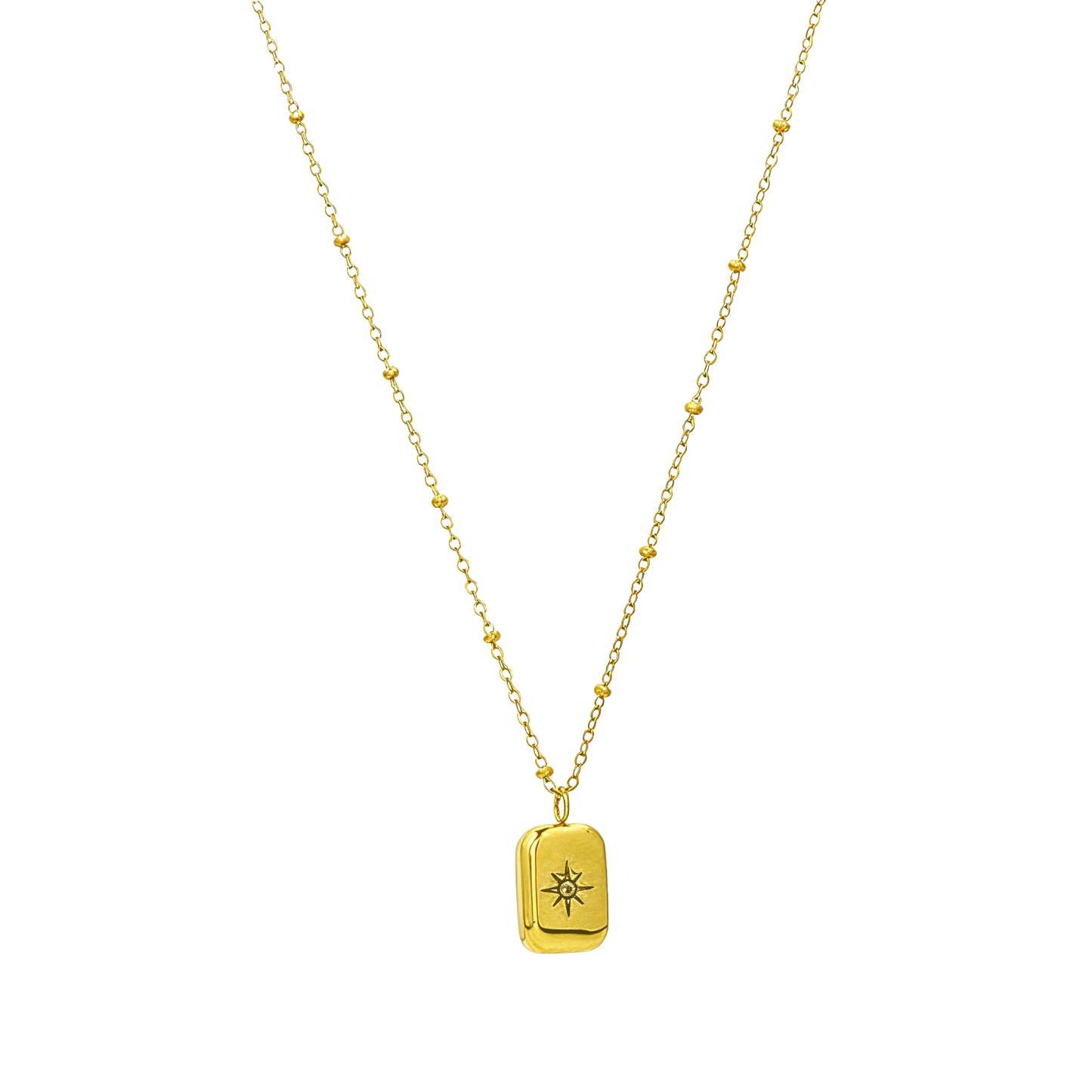 Gold Starburst Rectangular Pendant Necklace – MXW Jewellery
