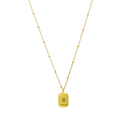 Gold Starburst Rectangular Pendant Necklace – MXW Jewellery