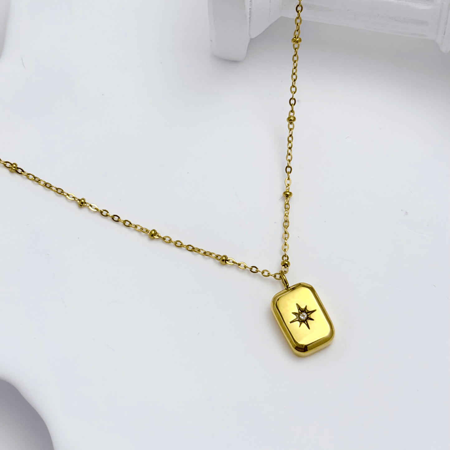 Gold Starburst Rectangular Pendant Necklace – MXW Jewellery