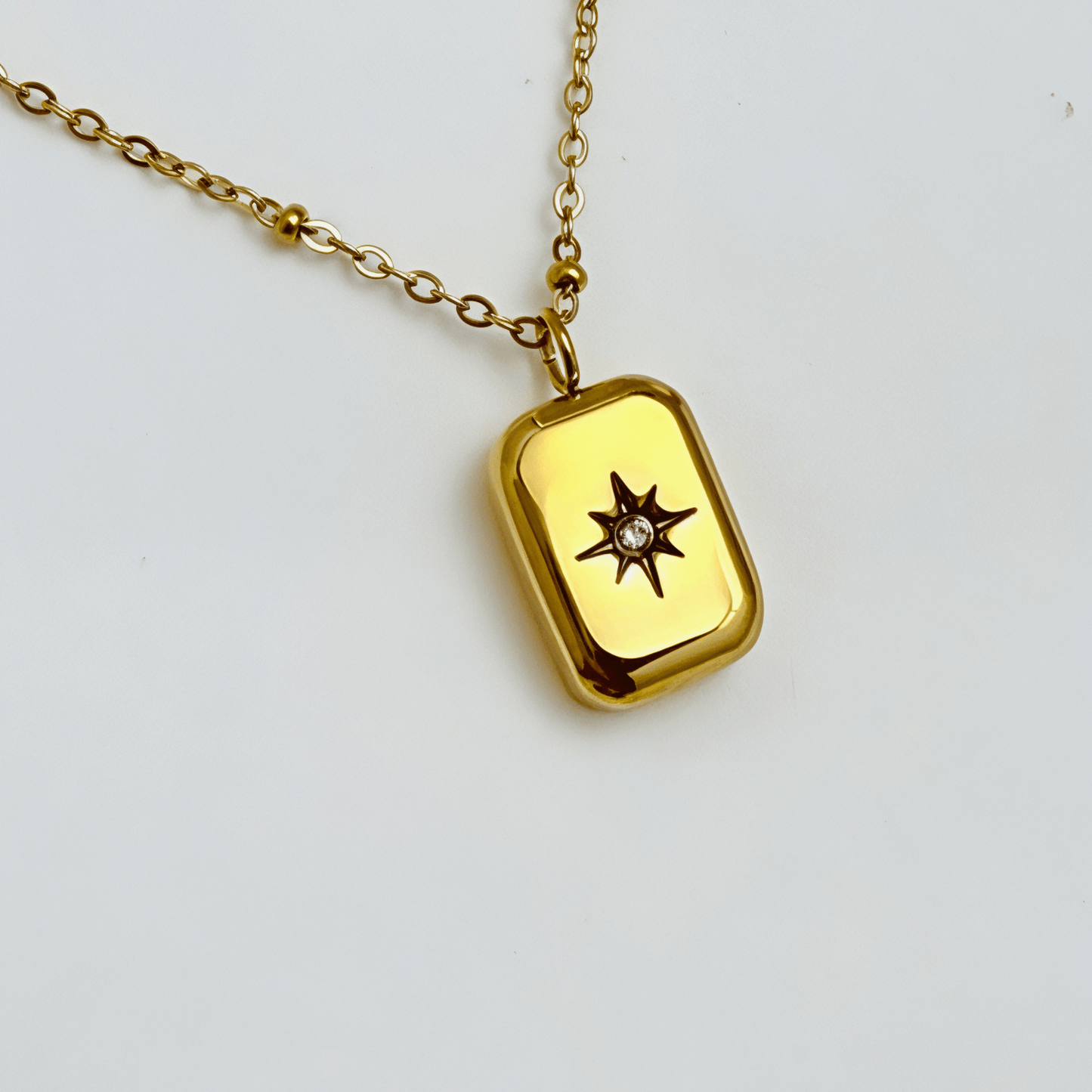Gold Starburst Rectangular Pendant Necklace – MXW Jewellery