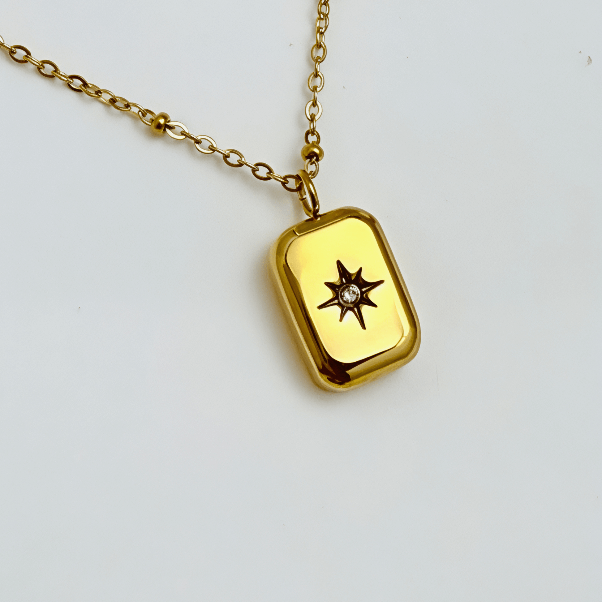 Gold Starburst Rectangular Pendant Necklace – MXW Jewellery