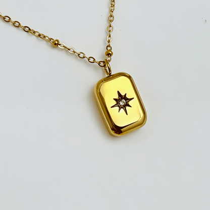 Gold Starburst Rectangular Pendant Necklace – MXW Jewellery