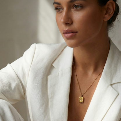 Gold Starburst Rectangular Pendant Necklace – MXW Jewellery