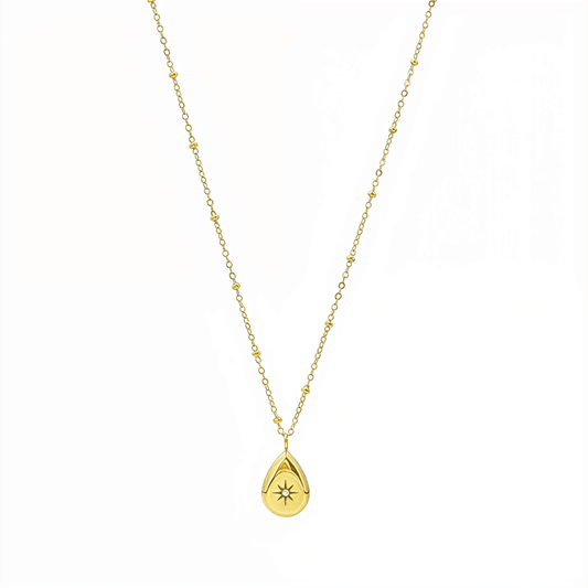 Gold Starburst Teardrop Necklace – MXW Jewellery