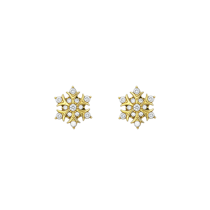 Gold sunburst crystal stud earrings with sparkling round crystals.