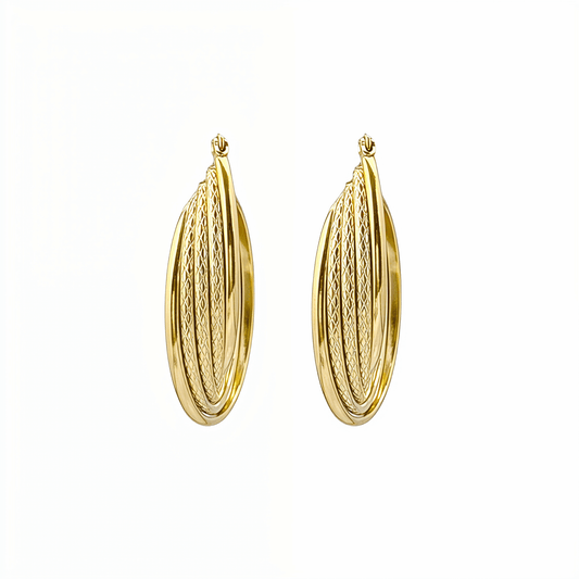Gold Textured Layered Hoop Earrings – MXW Jewellery