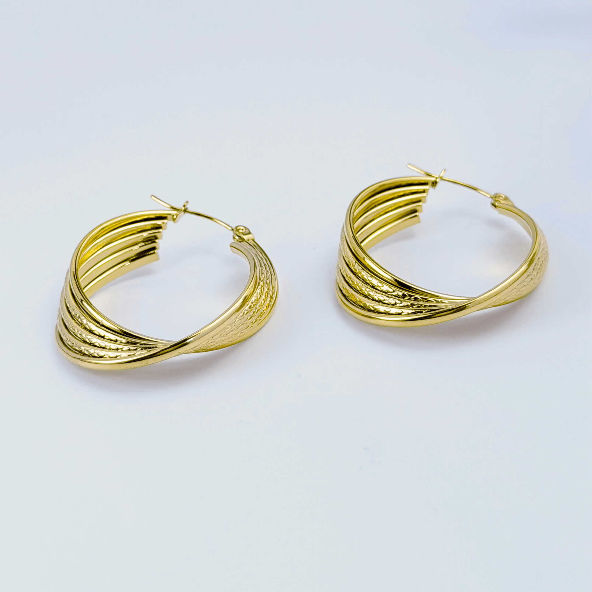 Gold Textured Layered Hoop Earrings – MXW Jewellery