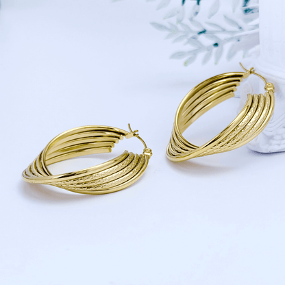 Gold Textured Layered Hoop Earrings – MXW Jewellery