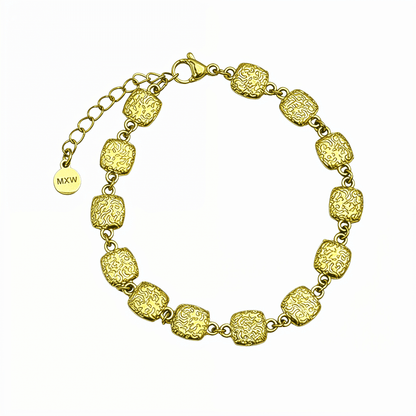 Gold Textured Square Link Chain Bracelet – MXW Jewellery