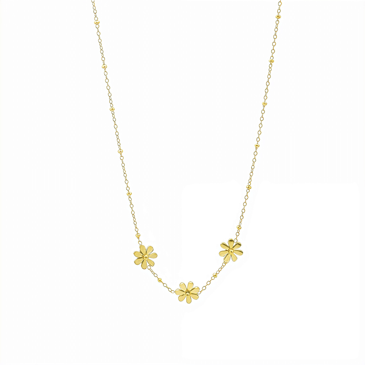 Gold Three Daisy Charm Necklace – MXW Jewellery