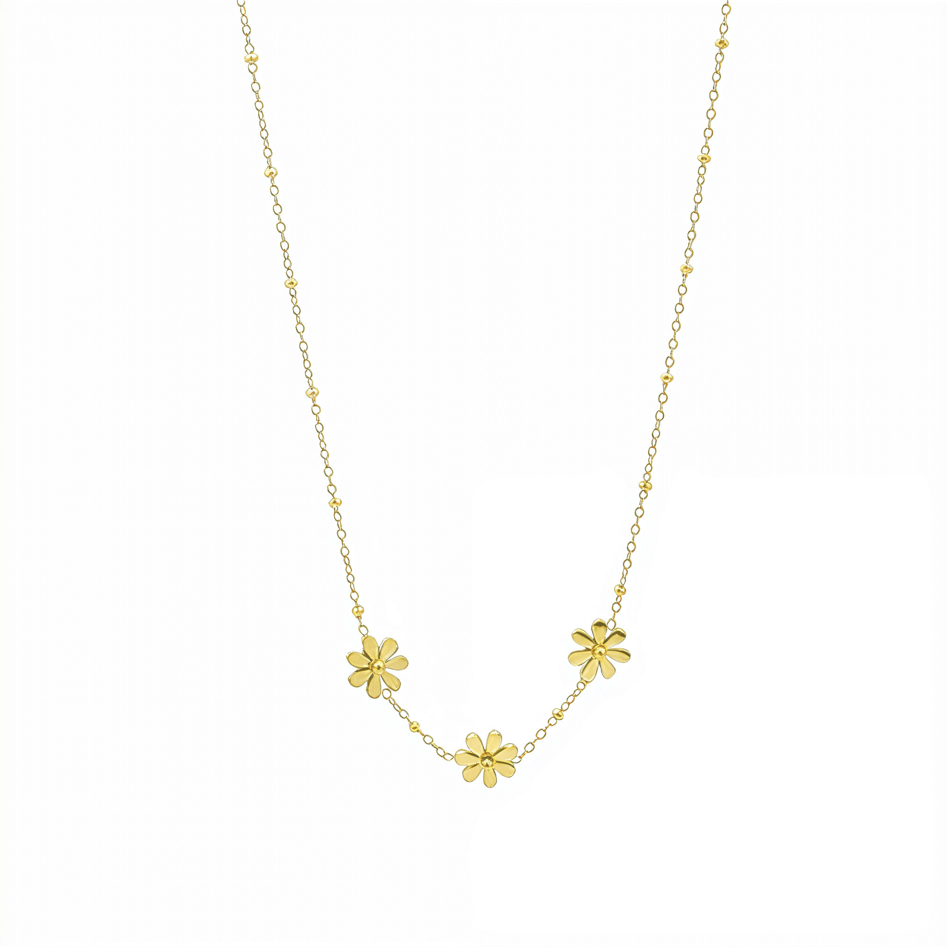 Gold Three Daisy Charm Necklace – MXW Jewellery