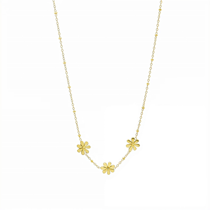 Gold Three Daisy Charm Necklace – MXW Jewellery