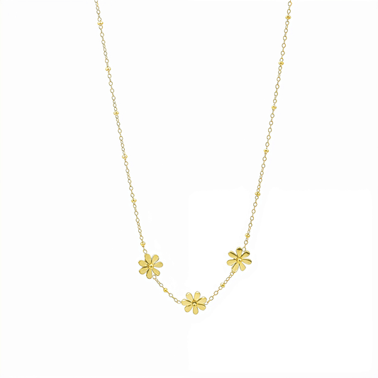 Gold Three Daisy Charm Necklace – MXW Jewellery