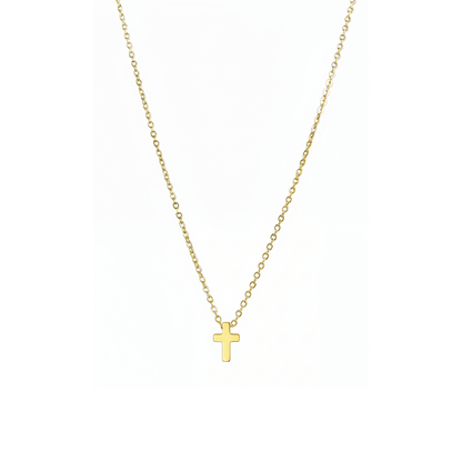 Gold tiny cross necklace symbolising faith and grace – MXW Jewellery