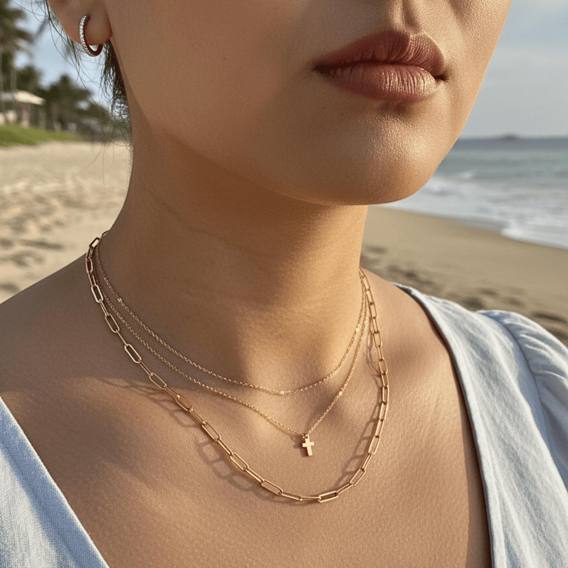 Gold tiny cross necklace symbolising faith and grace – MXW Jewellery