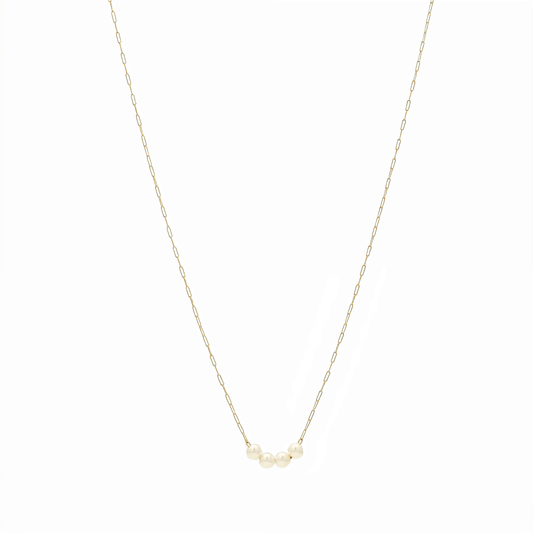 Gold Tiny Crystal Pearl Bar Necklace – MXW Jewellery