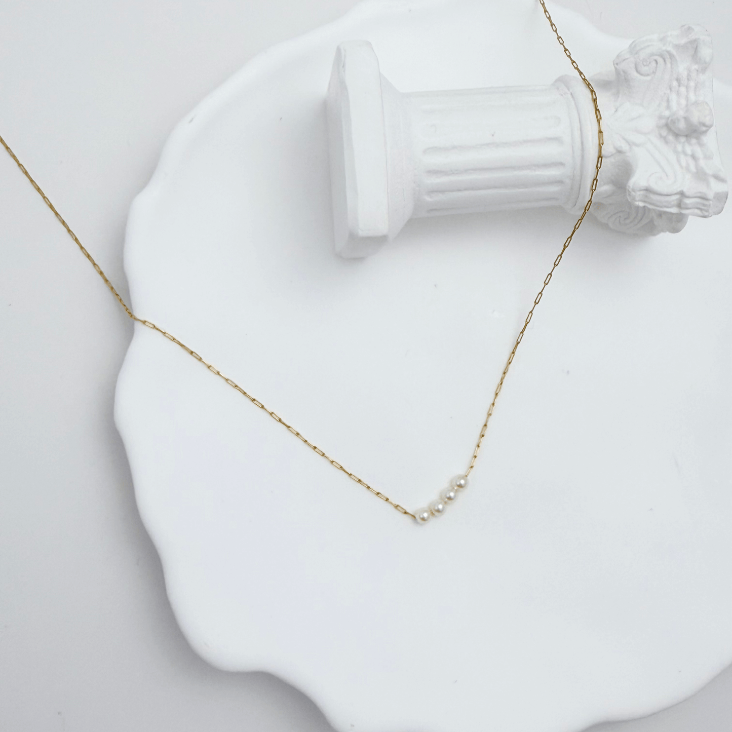 Gold Tiny Crystal Pearl Bar Necklace – MXW Jewellery