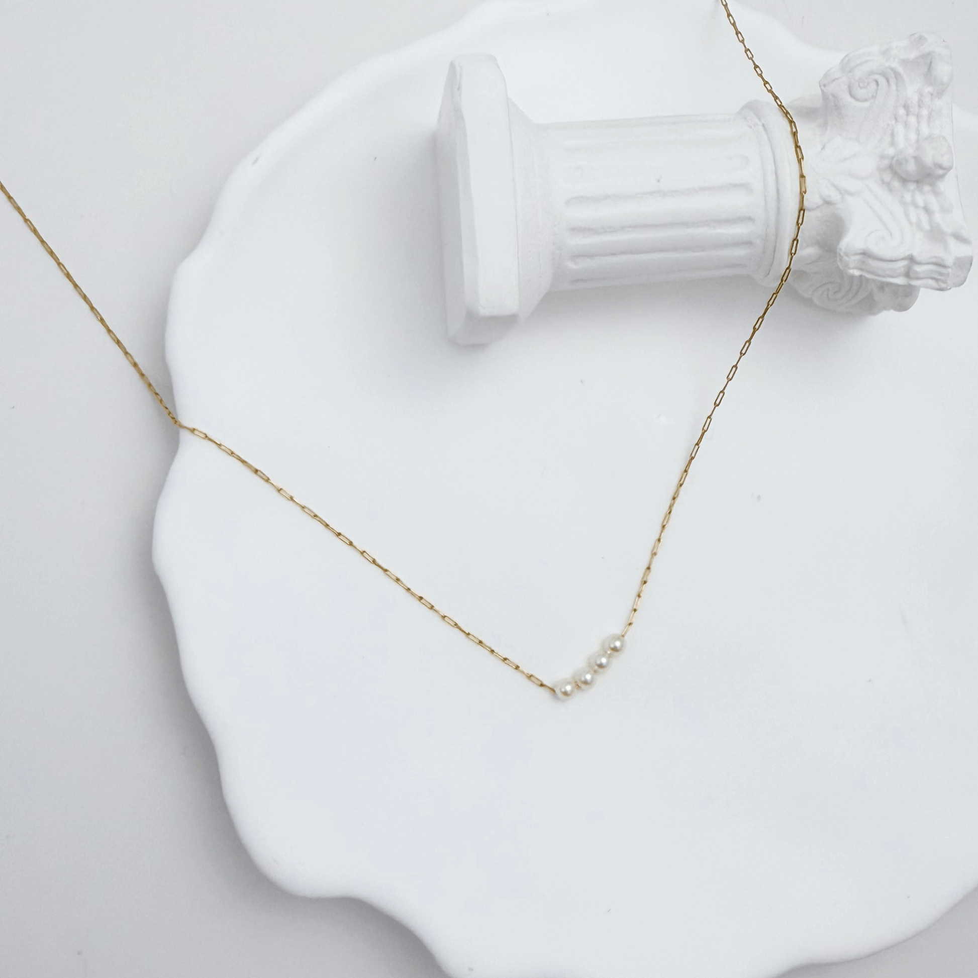 Gold Tiny Crystal Pearl Bar Necklace – MXW Jewellery