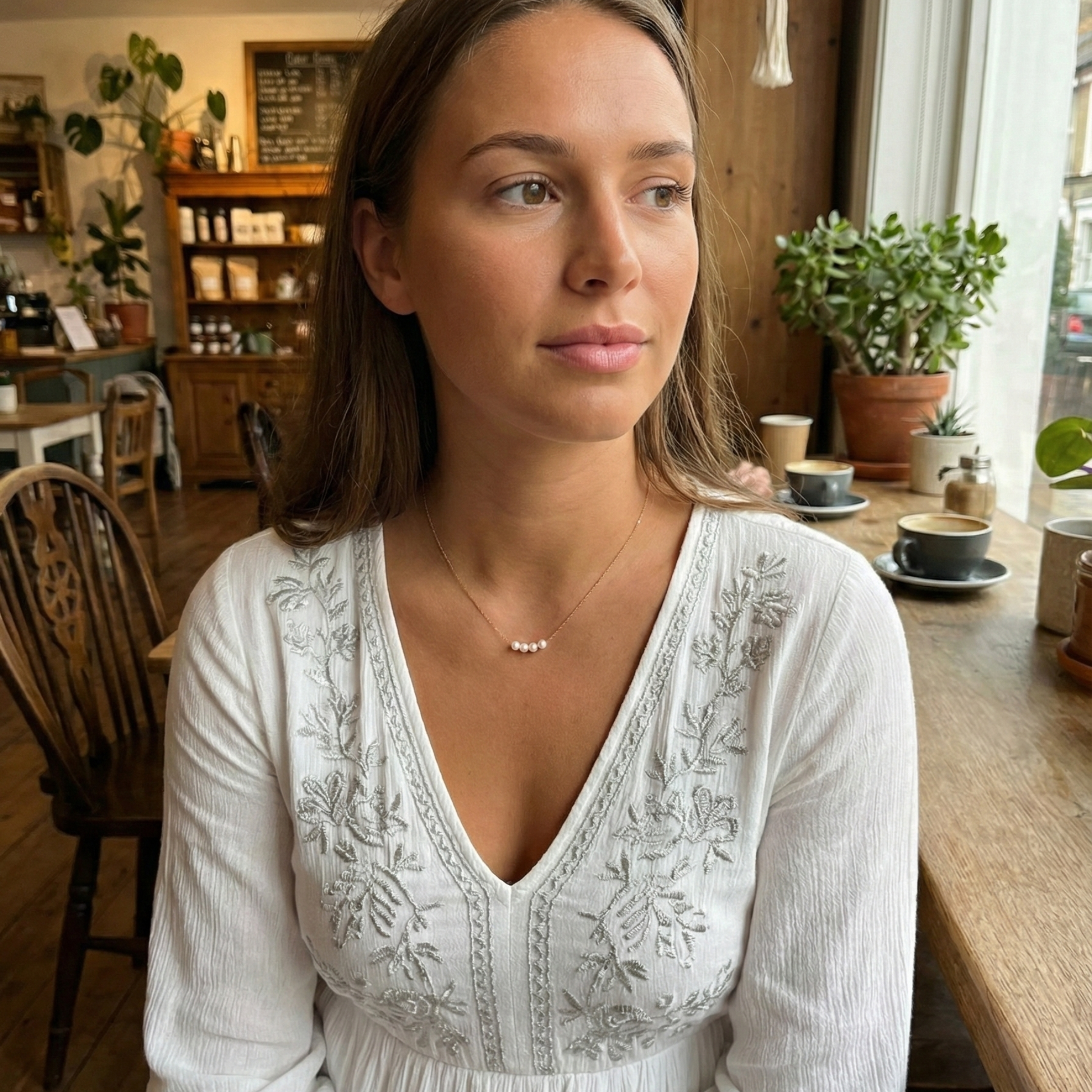 Gold Tiny Crystal Pearl Bar Necklace – MXW Jewellery