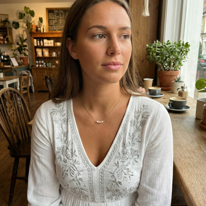 Gold Tiny Crystal Pearl Bar Necklace – MXW Jewellery