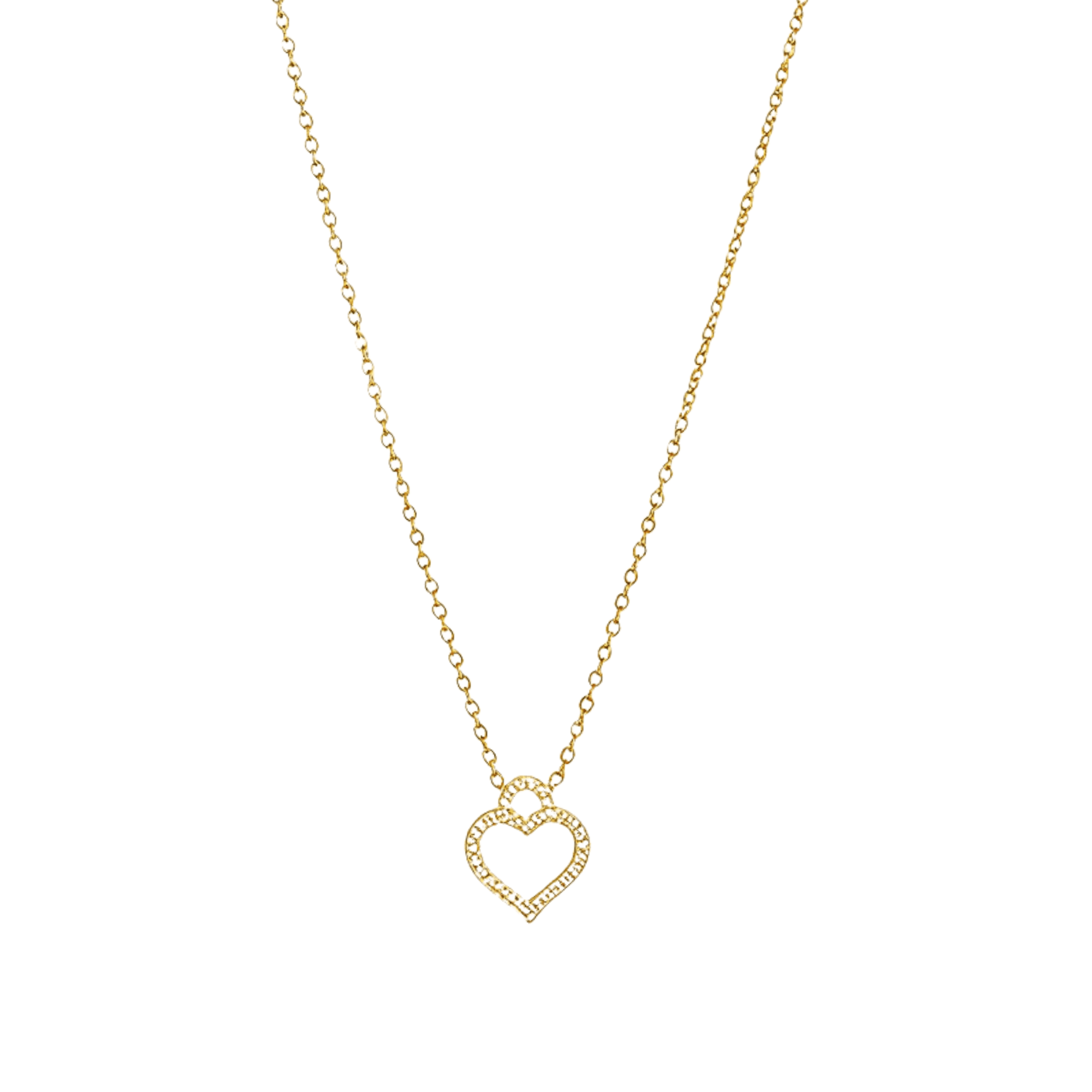 Gold-plated stainless steel heart necklace with zircon accents, dainty and waterproof