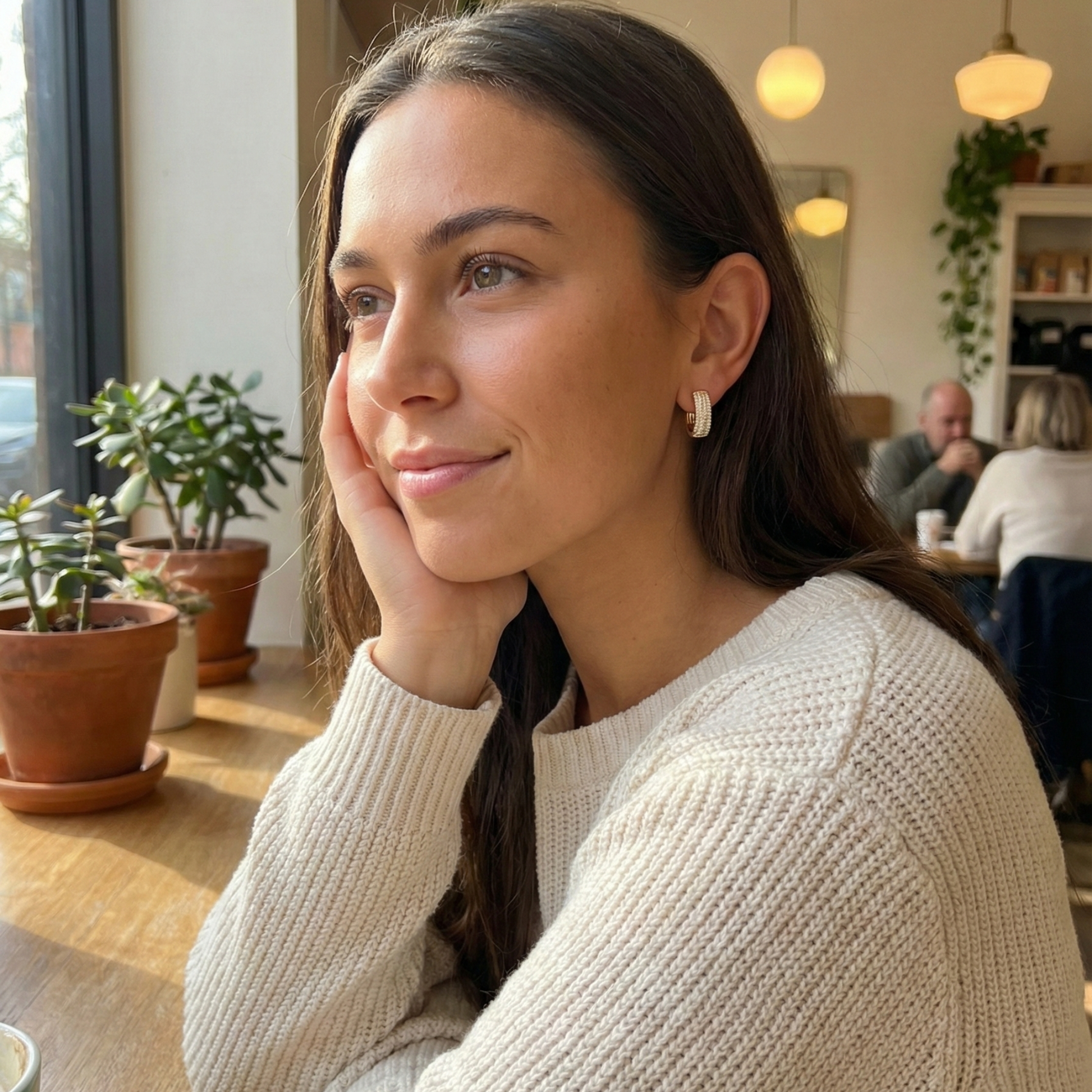 Gradient black pavé gold huggie earrings with ombré crystals.