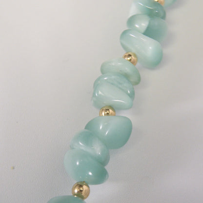 MXW Jewellery Green moonstone beaded necklace with a 14K gold filled bubble initial pendant.
