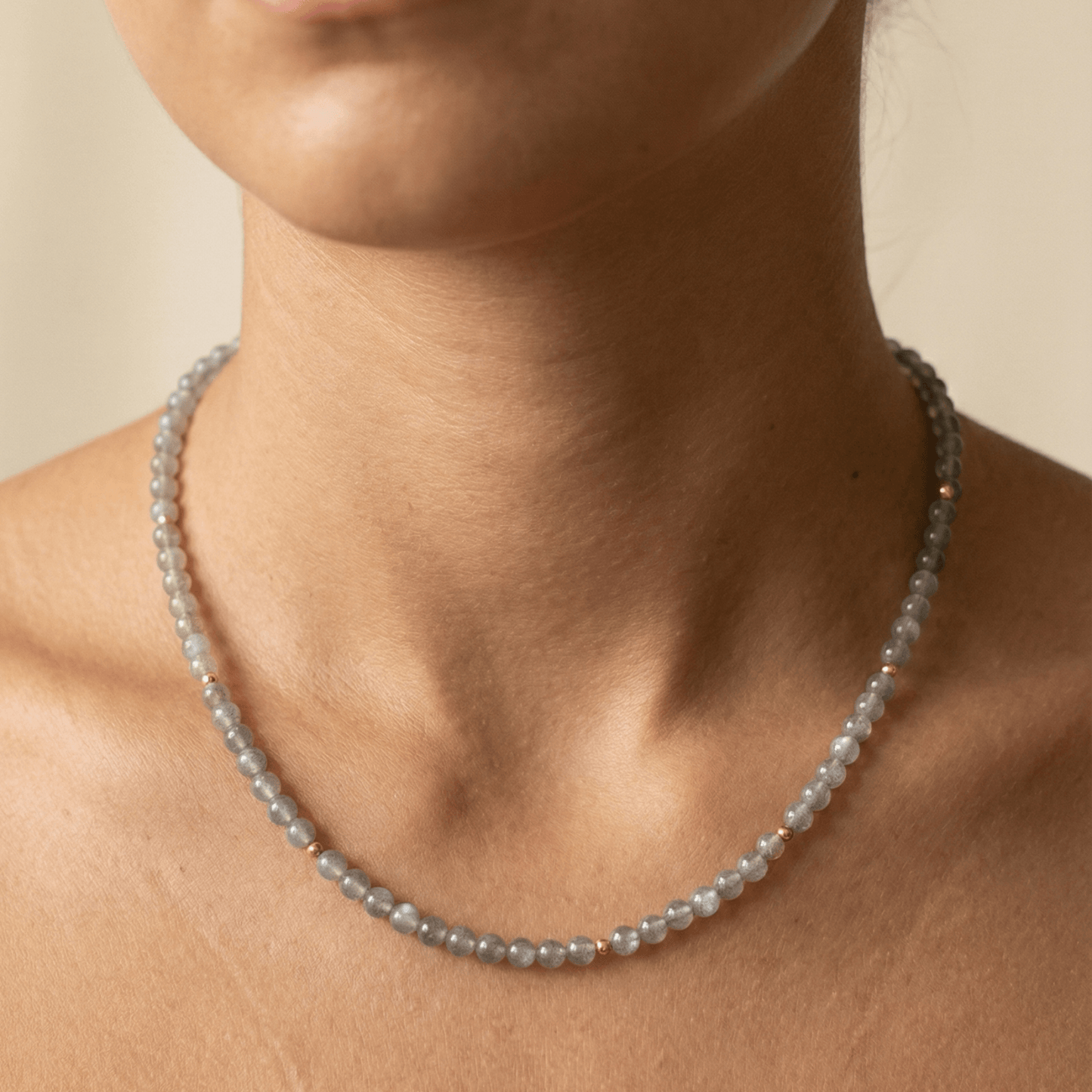 Grey Moonstone Beaded Necklace – MXW Jewellery