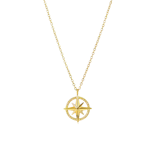 Gold compass necklace symbolising guidance and meaning – MXW Jewellery
