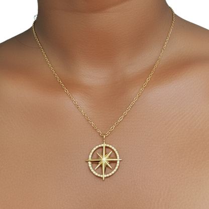 Gold compass necklace symbolising guidance and meaning – MXW Jewellery