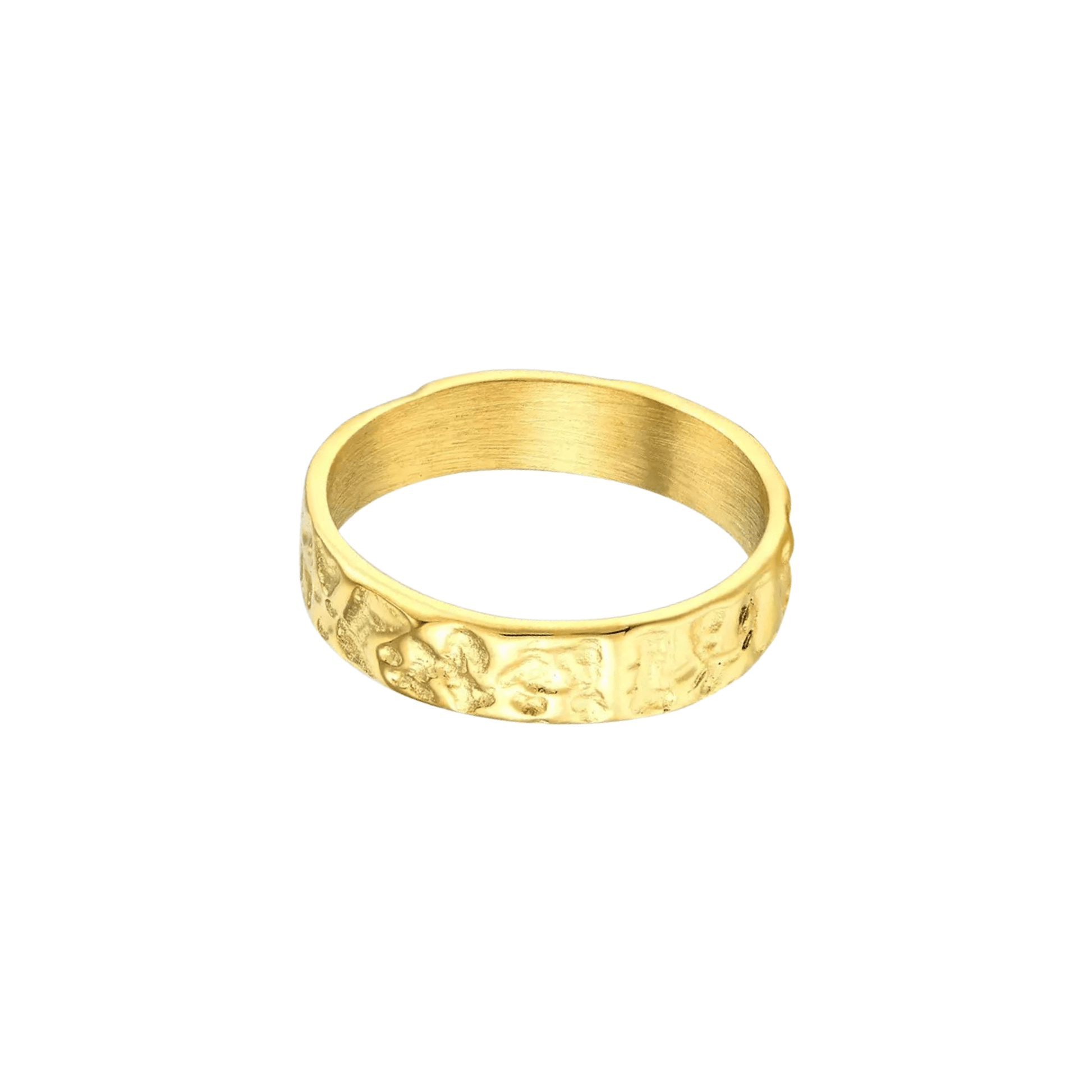 Gold textured band ring, waterproof jewellery