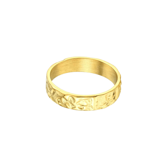 Gold textured band ring, waterproof jewellery