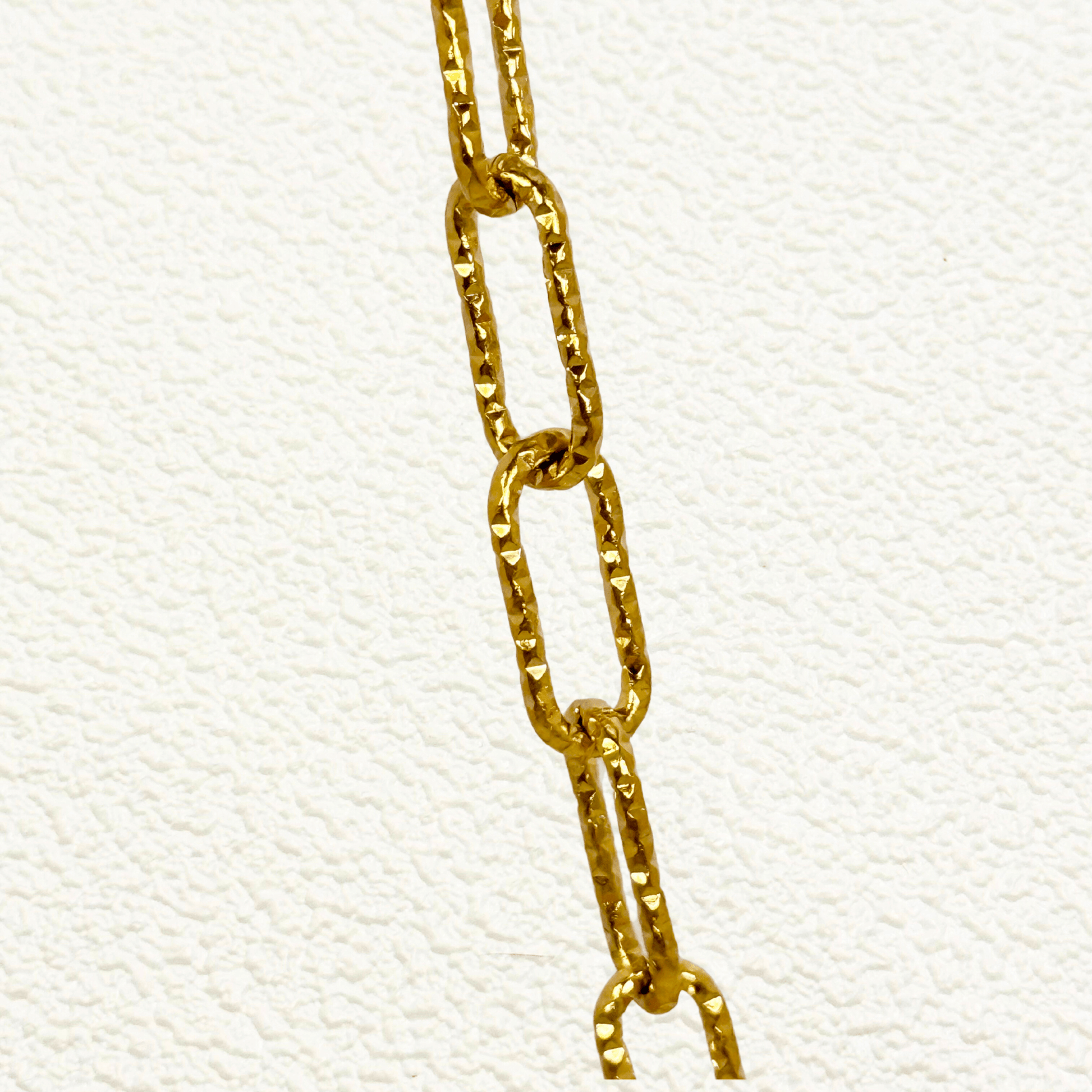 elongated hammered rectangular chain links in gold – waterproof and tarnish resistant