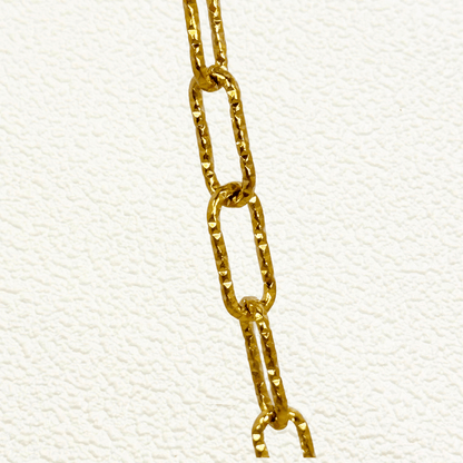 elongated hammered rectangular chain links in gold – waterproof and tarnish resistant