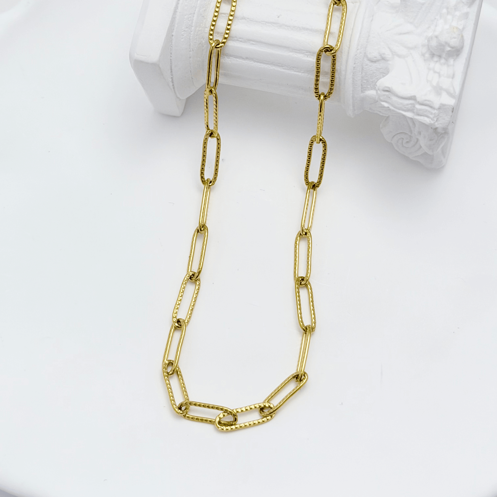 Hammered Paperclip Gold Chain Necklace – MXW Jewellery