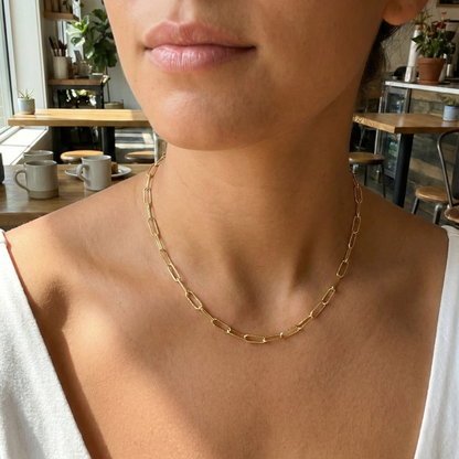 Hammered Paperclip Gold Chain Necklace – MXW Jewellery