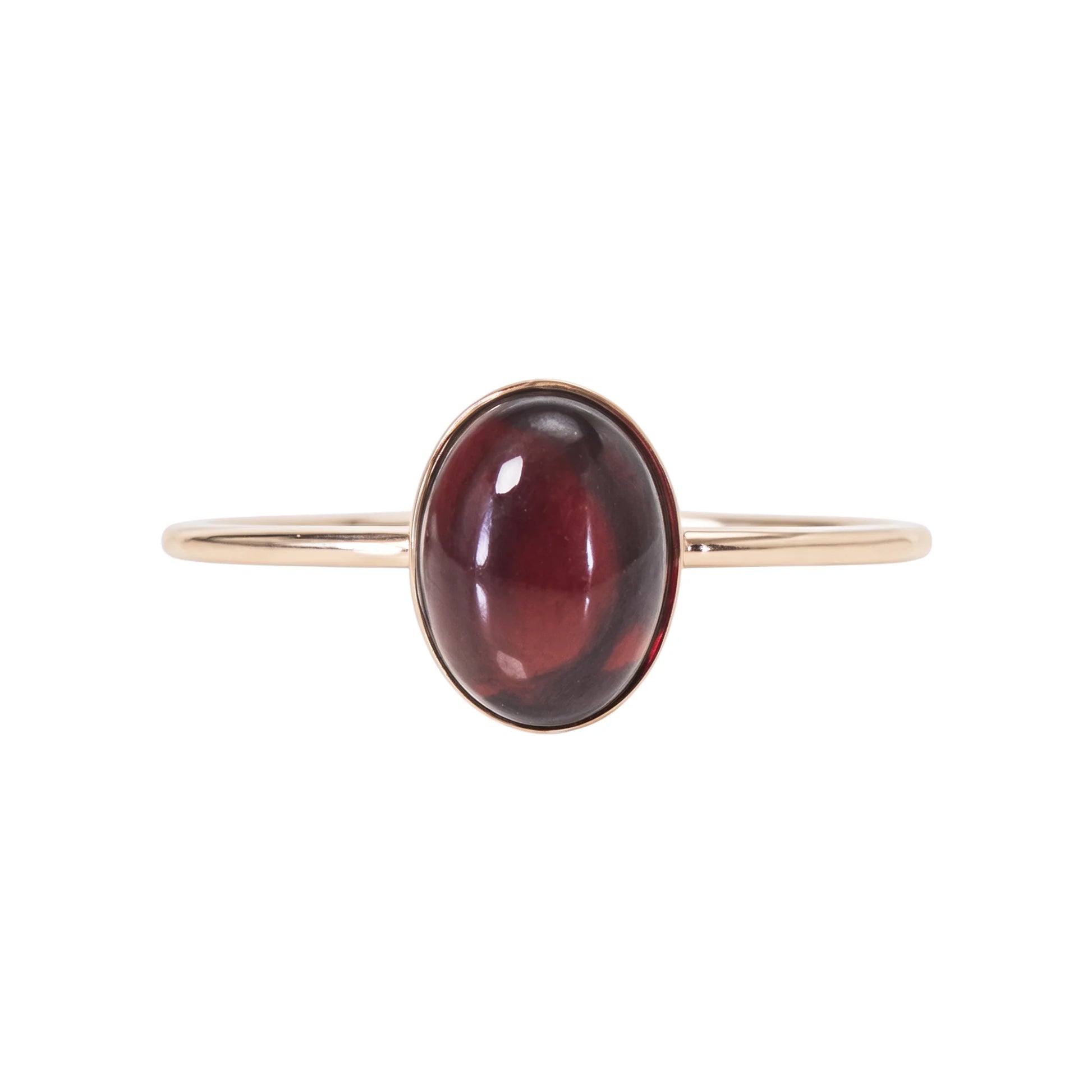 MXW natural oval garnet January birthstone stacking ring in 14K gold-filled metal